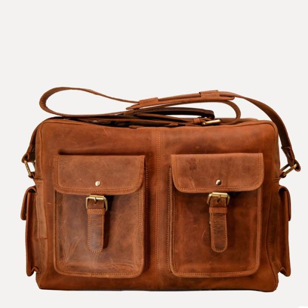 bolso bandolera de cuero marron para hombre vintage flight bag